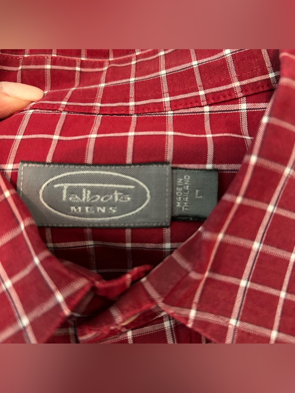 Talbots Red Windowpane Button-Down Shirt - Picture 2 of 7
